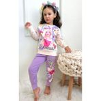 Yağmur Giyim Barbie Desenli Lila 2 Ip Pamuk Kız Çocuk Eşofman Takımı 3-10 Yaş 7285-L - 3 - 4 Yaş
