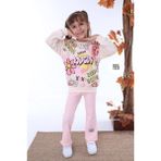 Yağmur Giyim Love Sweat Desenli Pembe Fitilli Taytlı 2 Ip Pamuk Kız Çocuk Takımı 3-10 Yaş 7223-P - 4 - 5 Yaş
