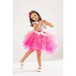Yağmur Kostütüm Party Barbie Kız Çocuk Pembe Doğum Günü Elbisesi ve Parti Kostümü (Taç Hediyeli) Saten Regular 200 - 0002 - Beyaz - #