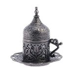 Yağmur Store (1 Adet Türk Yunan Arap Kahvesi Espresso Fincanı Tabağı (Lale) (Siyah)
