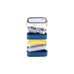 Yağmur Store 1400ML Lunchbox Iki Katlı 2 Bölmeli Çelik Sefer Tası Yemek Kutusu (Lacivert-Sarı) - 0,5 x 7 cm