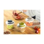 Yağmur Store Ipli El Rondosu, Manuel Doğrayıcı, Paslanmaz Çelik Üçlü Bıçak, 700 ml Şeffaf Kase, Ergonomik Tasarım, 13,2 x 13,2 x 11,3 cm (Siyah) - Ahşap - Beyaz