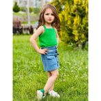 Yağmurun Butiği Kot Etek ve Askılı Badi Kız Çocuk Yazlık Kombin - 7 - 8 Yaş - 00430 Yeşil