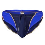 YAHWULAI Erkek Mayosu, Renkli Bikini Ayarlanabilir İpli Seksi ve Rahat, Koyu mavi, XL