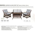 Yahya Maçka Bahçe ve Balkon Takımı (2+1+1) - 120x60 - Kahverengi - Krem