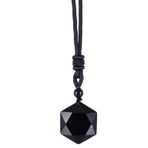 Yajimsa Obsidyen Heksagram Kolye, Taş ve Yıldız Kristal Unisex Takı, Reiki Kuvars Muska