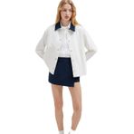 Yaka Detaylı Ekru İnce Ceket Loose Fit/Bol Rahat Kesim 1211407-80194