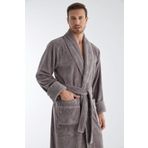 Yaka Fitilli Bambu Cotton Erkek Bornozu