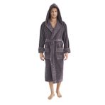 Yaka Jakarlı%100 Cotton Erkek Bornozu ANTRASİT 3XL