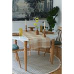 Yakacihome Juta Tarçın 5 Parça | 4 Parça Amerikan Servis & 1 Parça Püsküllü Runner Jüt Kumaş Sofra Seti - 40 x 140 cm