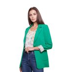 Yakalı Cepli Uzun Kol Kolu İsterse Katlanabilen Pamuklu Kumaş Blazer Ofis Ceket-B.Yeşil