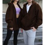 Yakamel Çiftlere Özel Kahverengi Oversize (Tekli) Couple Hırka