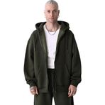 Yakamel Erkek Basic Haki Unisex Tam Fermuar Sweatshirt Hırka
