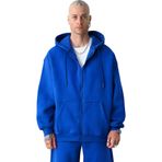 Yakamel Erkek Basic Saks Mavi Unisex Tam Fermuar Sweatshirt Hırka