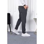 Yakamel Erkek Füme Slim Fit Bilek Boy Esnek Kumaş Yüksek Bel Cepli Kumaş Pantolon