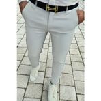 Yakamel Erkek Gri Slim Fit Bilek Boy Esnek Kumaş Kaliteli Cepli Kumaş Pantolon