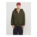 YAKAMEL Erkek HAKİ 3İplik Polarlı Kapşonlu Oversize Sweatshirt Hırka