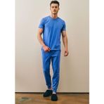 Yakamel Erkek Indigo Yazlık Relaxed Pijama Takımı