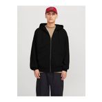 YAKAMEL Erkek SİYAH 3İplik Polarlı Kapşonlu Oversize Sweatshirt Hırka