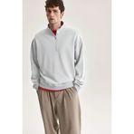 YAKAMEL Erkek Yarım Fermuarlı Oversize Dik Yaka Sweatshirt Kazak