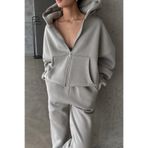 YAKAMEL KADIN 3 İPLİK OVERSİZE FERMUARLI SWEATSHİRT HIRKA