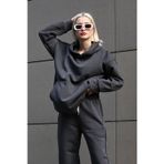 Yakamel Kadın 3İplik Bol Kalıp Hoodie Sweatshirt