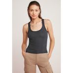 Yakamel Kadın Basic Fitilli Askılı Sporcu Atlet - Füme - XL