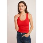 Yakamel Kadın Basic Fitilli Askılı Sporcu Atlet - Kırmızı - XL