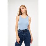 Yakamel Kadın Bebe Mavisi Fitilli Basic Örme Askılı Trend Spor Atlet - XL