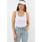 Yakamel Kadın Beyaz Fitilli Basic Örme Askılı Sporcu Atlet - 001-Beyaz
