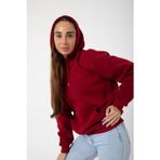 Yakamel Kadın Bordo İçi Polar Sweatshirt Kapşonlu Cepli Günlük Stil Oversize Burgundy Hoodie