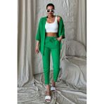 Yakamel Kadın Dökümlü Bürümcük Düz Paça Yazlık Palazzo Trend Kimono Alt Üst Takım - XL - 00Yeşil