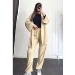 YAKAMEL Kadın Dökümlü Bürümcük Yazlık Süper Yüksek Bel Kimono Takım