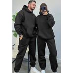 YAKAMEL Kadın Erkek Trend Model Çiftlere Özel 3 Iplik Oversize Kışlık Kalın Eşofman Takımı (TEKLİ)