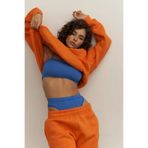 YAKAMEL Kadın Eşofman Takımı Sweatshirt Jogger TURUNCU Oversize Şardonlu Kapüşonlu