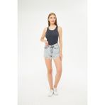 Yakamel Kadın Füme Fitilli Basic Örme Askılı Trend Spor Atlet - XL