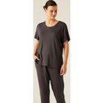 Yakamel Kadın Füme Kısa Kol Gecelik Pamuklu Pijama Takımı
