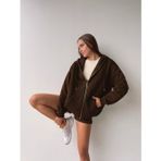 YAKAMEL Kadın Kahverengi Bol Salaş Basic Model Baskısız Hırka