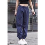 Yakamel Kadın Lacivert Jogger Yüksek Bel Eşofman Altı Sweatpants