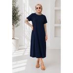 YAKAMEL Kadın Oversize Tesettüre Uyumlu Rahat Günlük Salaş Krep Elbise
