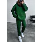 YAKAMEL Kadın Oversize Trend Model Kanguru Cep Kapşonlu Sweatshirt Eşofman Takımı