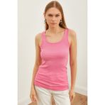 Yakamel Kadın Pembe Spor Kalın Askılı Trend Fitilli Atlet - 7F8-Pembe - XL