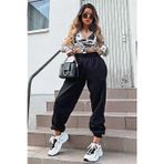 YAKAMEL Kadın Siyah Jogger Eşofman Altı Kalın İçi Polarlı Yüksek Bel Paçası Lastikli Sweatpants