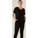 Yakamel Kadın Siyah Kısa Kol Gecelik Pamuklu Pijama Takımı