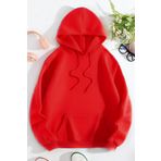 YAKAMEL Regular Kalıp Şardonlu Kanguru Cep 3 İplik Oversize Okul Sweatshirt