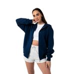 YAKAMEL Unisex LACİVERT Tam Fermuarlı Hırka Sweatshirt Kapşonlu Kanguru Cepli Kadın Erkek