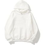 Yakamel Unisex Oversize Kapşonlu Hoodie Pamuklu Beyaz Sweatshirt