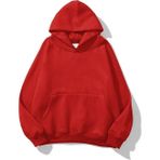 Yakamel Unisex Oversize Kapşonlu Kırmızı Hoodie Pamuklu Sweatshirt