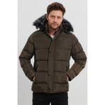 Yakamor Erkek Kapşonlu Şişme Mont - Haki - 2XL