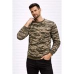 Yakamoz Erkek Kamuflaj Desenli 2 İplik 4 Mevsim Uzun Kollu Bisiklet Yaka Sweatshirt - Kamuflaj